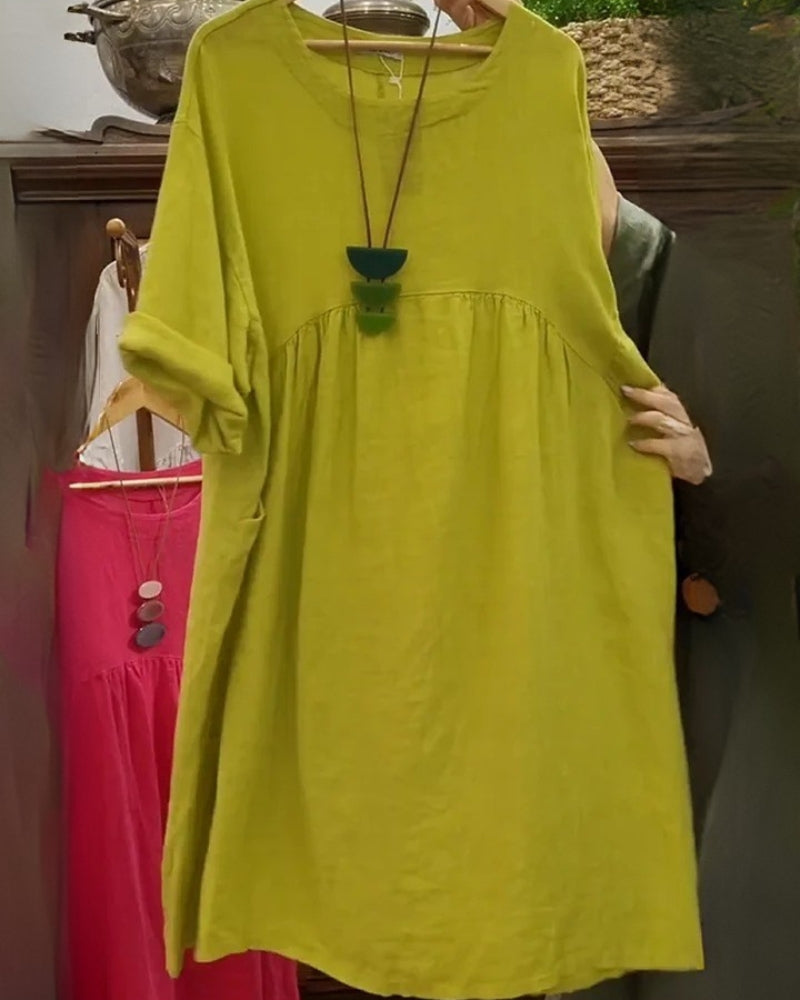 MANDIRA - Katoen en linnen jurk