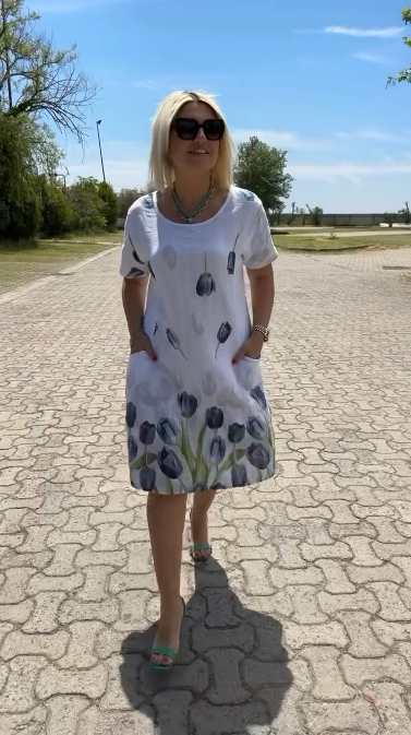 Neya™ - Zomer Jurk met ronde hals en mooie print