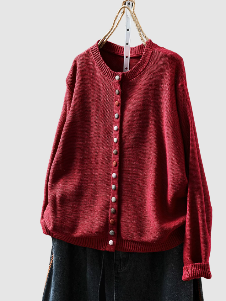 Clarisse | Gebreid vest met gekleurde knopen