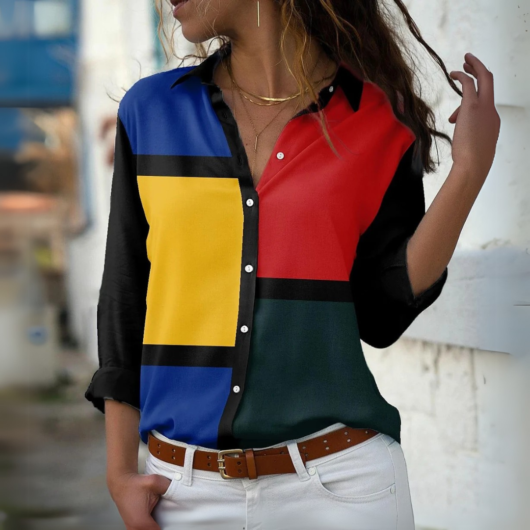 GEERTJE I MODIEUS BEDRUKTE BLOUSE