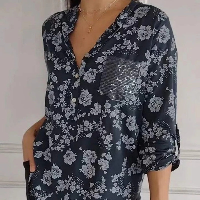 FRIEDLINDE I LANGERMIGE BLOEMENBLOUSE